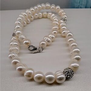 Baroque Freshwater Pearl Necklace 8-9mm Genuine Pearls Bridal 17” Luxury Chunky